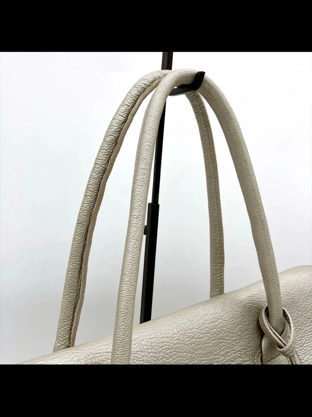 Mulberry Cream Pebbled Leather Top-Handle Satchel